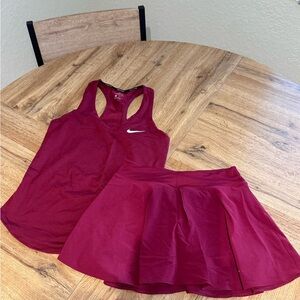 Nike Burgundy Dri-FIT Tank and Skirt Set
